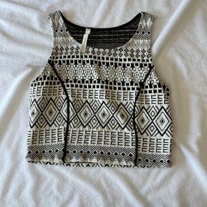 Black and white Paper Crane crop top